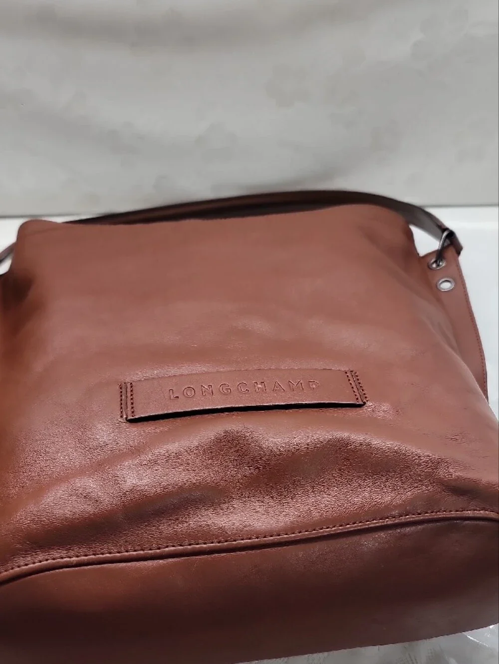 Longchamp 3D Cognac Leather Hobo Bag